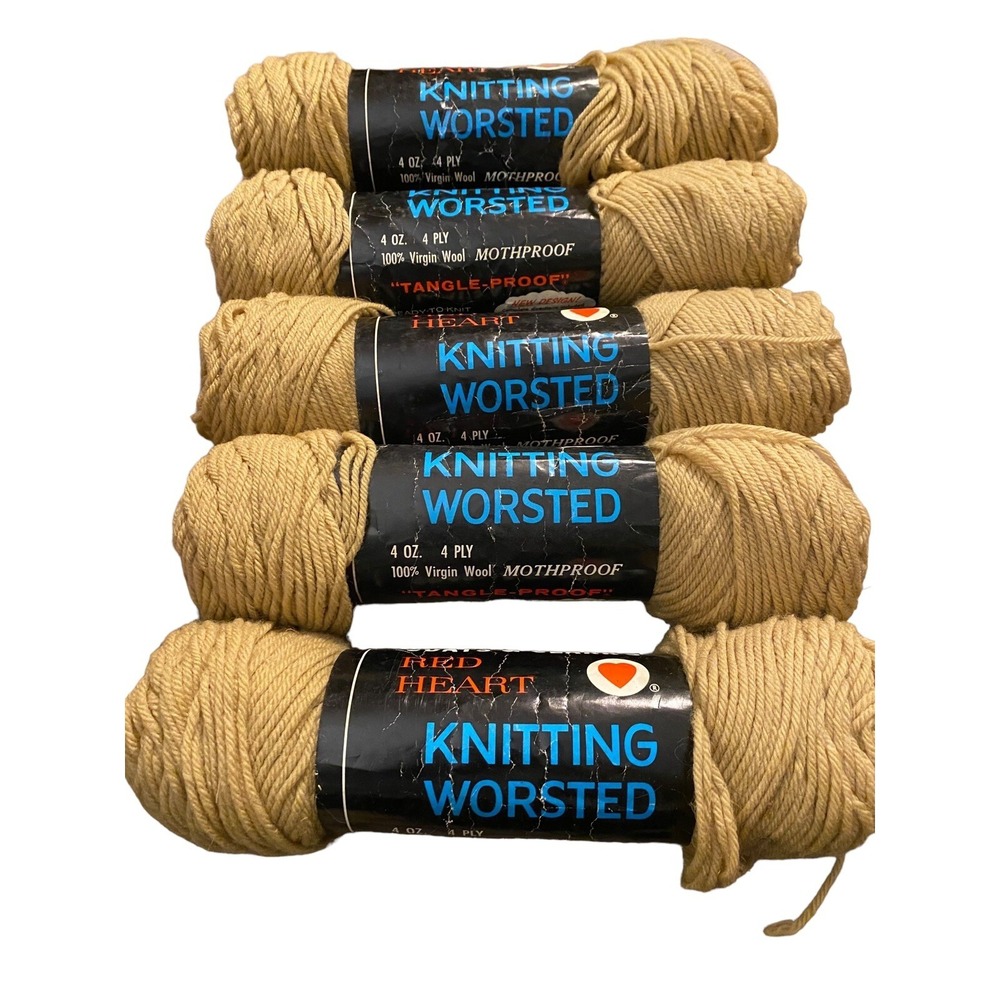 Coats & Clark's Knitting Worsted Yarn-100% Virgin Wool-Color Lt Gold 603 lot 5